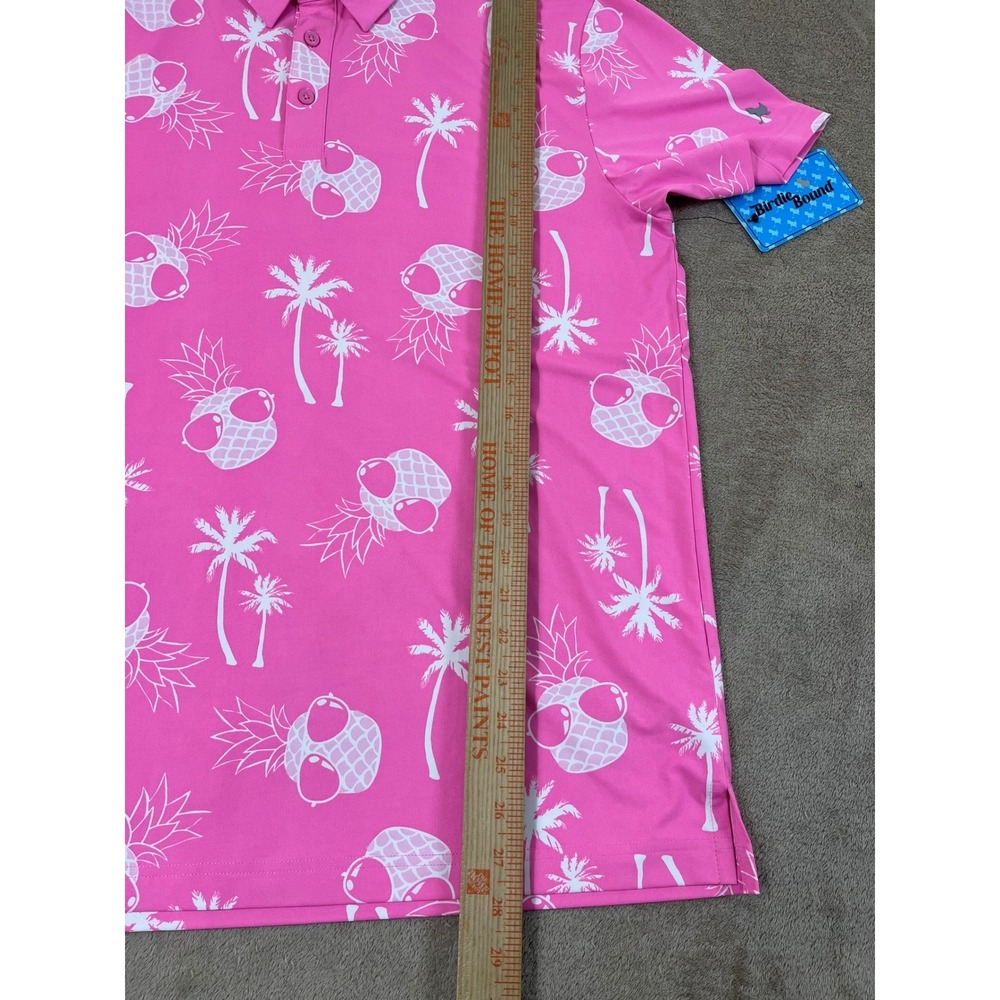 Birdie Bound Pineapple Sunglasses Golf Polo Shirt Men's M Pink Polyester S/S NEW - Picture 7 of 7